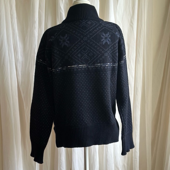 🍦SUNDAE SPRING SALE🍦SNOWFLAKE SWEATER Luxe Navy Wool Metallic We Norwegians XS - Picture 10 of 15